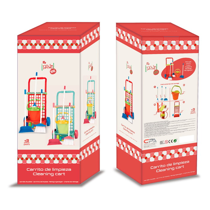 TACHAN - Chariot de nettoyage 12 pièces vert avec balai, pelle, seau et serpillière - Pour enfants dès 3 ans TACHAN - Chariot de nettoyage 12 pièces vert avec balai, pelle, seau et serpillière - Pour enfants dès 3 ans