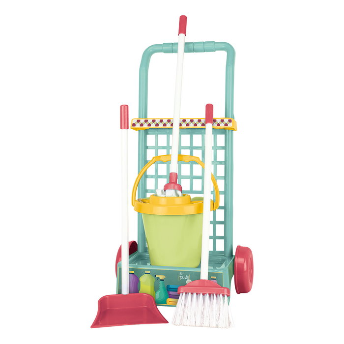 TACHAN - Chariot de nettoyage 12 pièces vert avec balai, pelle, seau et serpillière - Pour enfants dès 3 ans TACHAN - Chariot de nettoyage 12 pièces vert avec balai, pelle, seau et serpillière - Pour enfants dès 3 ans