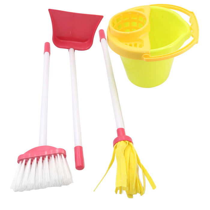 TACHAN - Chariot de nettoyage 12 pièces vert avec balai, pelle, seau et serpillière - Pour enfants dès 3 ans TACHAN - Chariot de nettoyage 12 pièces vert avec balai, pelle, seau et serpillière - Pour enfants dès 3 ans