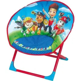 Fun House - Siège lune pliable pour enfant Pat Patrouille - Bleu et rouge - Dimensions 52 x 45 x 48 cm - À partir de 3 ans