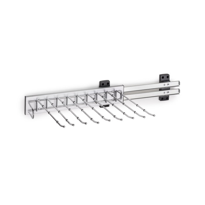 Emuca Porte-pantalons Self à montage latéral pour armoire, Gauche, Chromé, Acier et Plastique et Aluminium.