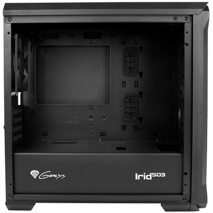 Genesis Irid 503 Micro ATX Boîtier PC Gaming Noir avec Vitre Trempée et Ventilateurs 120mm