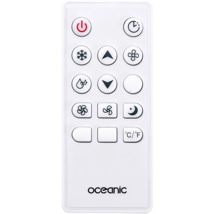 Oceanic Climatiseur Mobile Monobloc 10000 BTU - Refroidissement 2930W, Déshumidificateur 24L/jour, Programmable, Classe A, Blanc - Télécommande