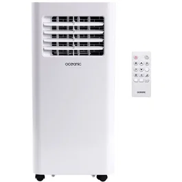 Oceanic Climatiseur Mobile Monobloc 10000 BTU - Refroidissement 2930W, Déshumidificateur 24L/jour, Programmable, Classe A, Blanc - Télécommande