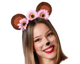 atosa Diadema Orejas y Flores Rosas avec tournesols et oreilles marron