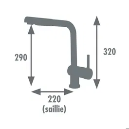 Edouard Rousseau Mitigeur d'évier MATSOUKO avec douchette extractible, bec mobile et aérateur économique - Chromé / Noir