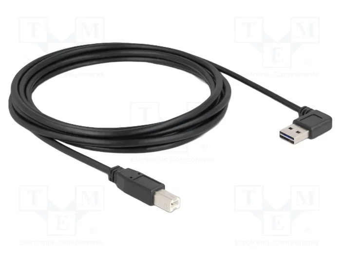 DELOCK Câble USB 2.0 avec fiche double face 90° gauche/droite, 3m DELOCK Câble USB 2.0 avec fiche double face 90° gauche/droite, 3m