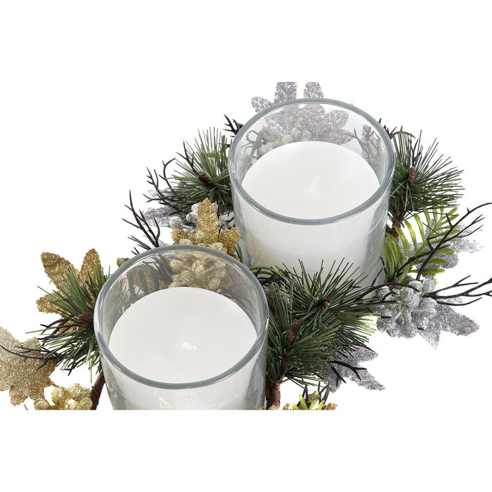 Bougie DKD Home Decor Doré Argenté Noël 15 x 15 x 5 cm (2 Unités)