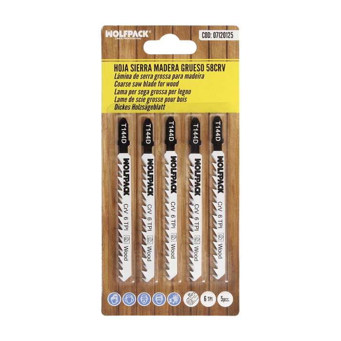 WOLFPACK LINEA PROFESIONAL Lames de scie sauteuse pour bois, coupe grossière, 5 pièces
