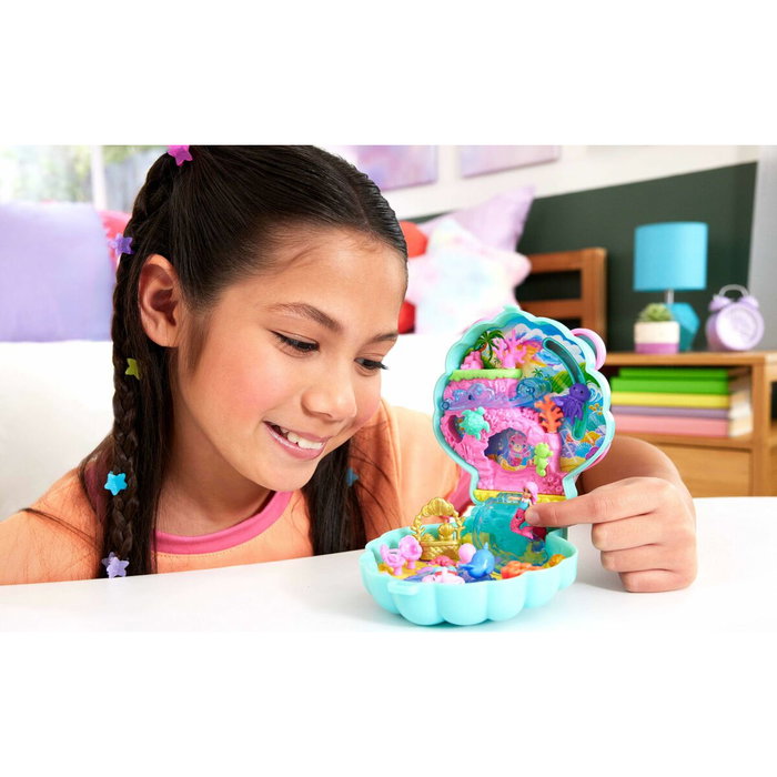 Polly Pocket Coffret Île des Paillettes avec mini-figurine sirène et accessoires Polly Pocket Coffret Île des Paillettes avec mini-figurine sirène et accessoires