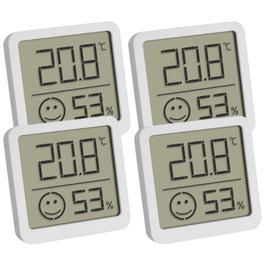 Tfa Lot de 4 Thermo-Hygromètres Numériques Blancs