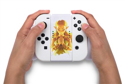 Power A NSAC0059-01 Joy-Con Agarre Confort Zelda pour Nintendo Switch, Poignée ergonomique en caoutchouc, Compatible avec les manettes originales, Support autonome