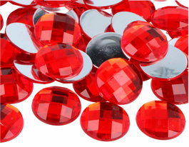 Innspiro Gemmes décoratives acryliques rouges cercle 25mm 100u. approx.