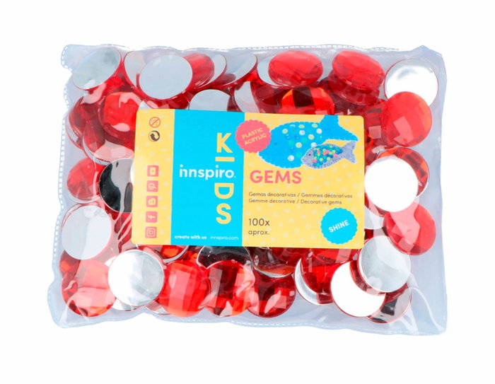 Innspiro Gemmes décoratives acryliques rouges cercle 25mm 100u. approx.