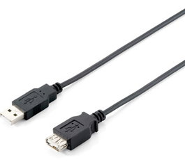 Equip Câble Prolongateur USB 2.0 Type A Mâle vers Femelle Blindé Noir Connecteurs Dorés