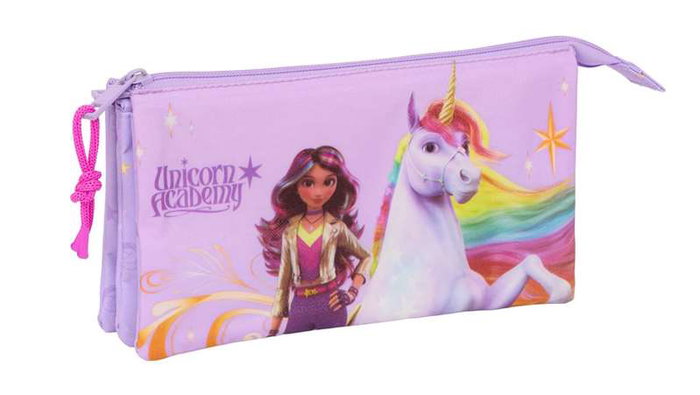 Safta Trio Porte-Tout Unicorn Academy 22 x 12 x 3 cm pour Enfants à partir de 3 ans