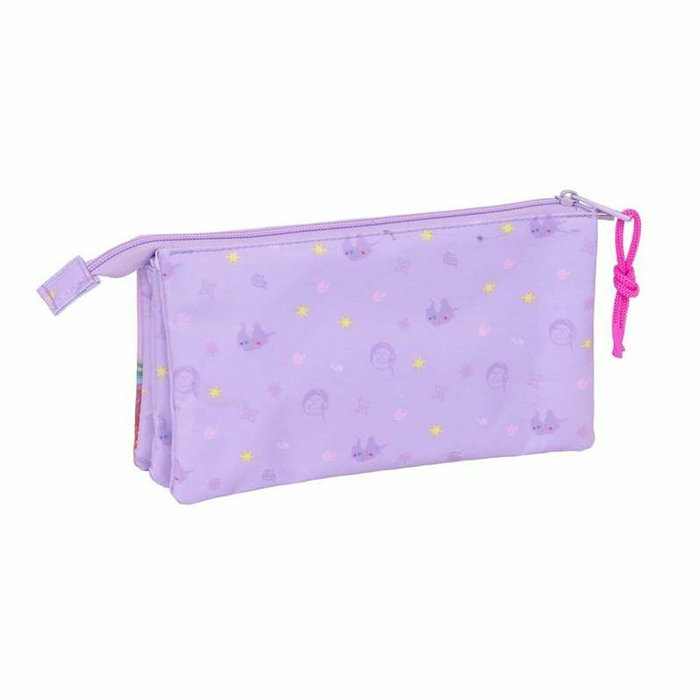 Trousse Fourre-Tout Triple Unicorn Academy Lila 22 x 12 x 3 cm