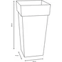 EDA Pot Toscane Carré XXL 98 L Intérieur/Extérieur - 43,3 x 43,3 x H.80 cm - Terre Battue - Résistant UV et Gel - Fabriqué en France