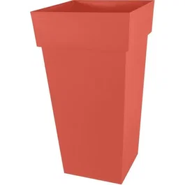 EDA Pot Toscane Carré XXL 98 L Intérieur/Extérieur - 43,3 x 43,3 x H.80 cm - Terre Battue - Résistant UV et Gel - Fabriqué en France