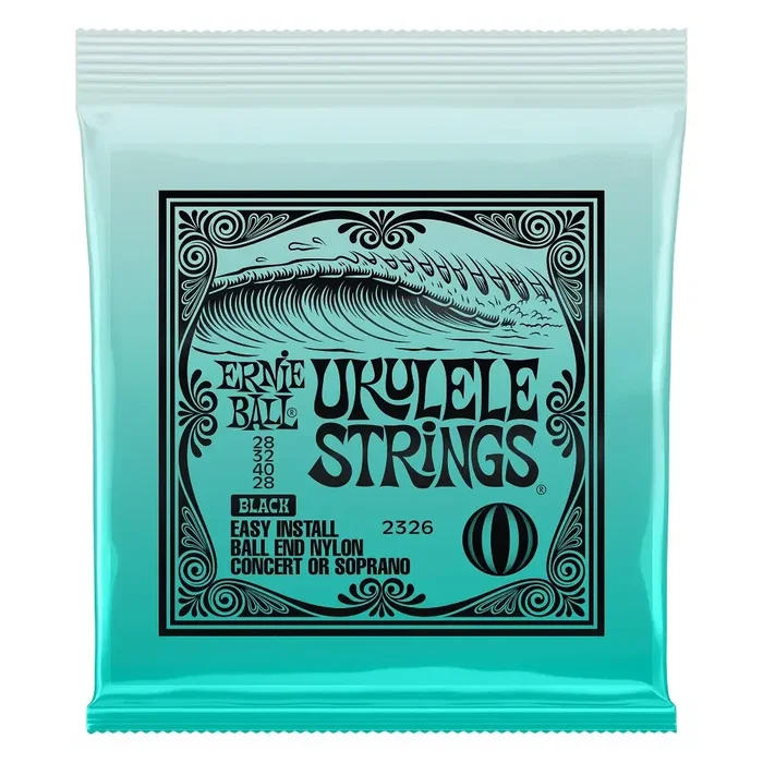 Ernie Ball Jeu de cordes pour Ukulélé Concert/Soprano Noir Ernie Ball Jeu de cordes pour Ukulélé Concert/Soprano Noir