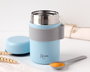 KioKids - Thermos pour bébé en acier inoxidable de 500 ml avec cuillère bleue, maintient la température 12h, pour purées et compotes