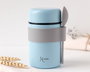 KioKids - Thermos pour bébé en acier inoxidable de 500 ml avec cuillère bleue, maintient la température 12h, pour purées et compotes