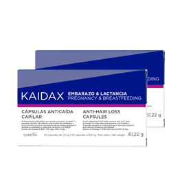 Kaidax Gélules Grossesse & Allaitement - 2 x 60 gélules avec Omegavie DHA, Zinc, Biotine et Vitamines - Complément alimentaire pour cheveux et santé