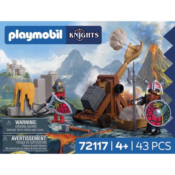 Playmobil Catapulte de Chevaliers Dragon 72117 - Jeu de construction, Langue espagnol, +4 ans