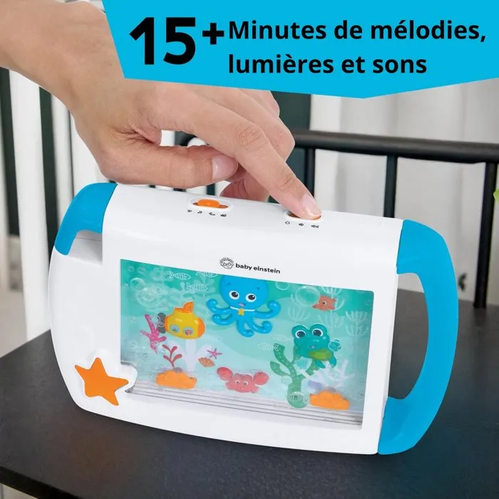 Baby Einstein - Veilleuse portable Sea Dreams, aquarium bébé lumineux et musical avec attache poussette, 4 modes (mélodies, sons océaniques) pour enfants à partir de 0 mois