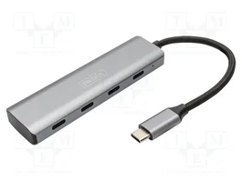 DIGITUS Hub USB 4 ports USB-C USB 3.1 Gen 1 gris