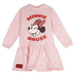 Cerdá - Robe French Terry avec motif Minnie pour fille - 4 ans - Taille 4 ans - Rose