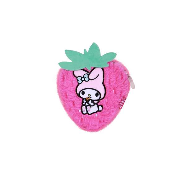 Karactermania Monedero Soft Strawberry My Melody 13x13x4cm - Porte-monnaie en peluche avec motif fraise et fermeture à glissière - Rose