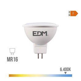 Edm Ampoule LED Dicroïque MR16 8W 780lm 6400K Lumière Froide 120° Ø5x5cm