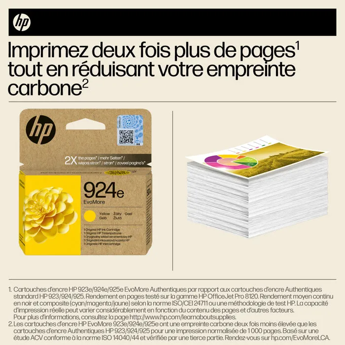 HP 924e Cartouche d'encre jaune EvoMore authentique (4K0U9NE) XL HP 924e Cartouche d'encre jaune EvoMore authentique (4K0U9NE) XL