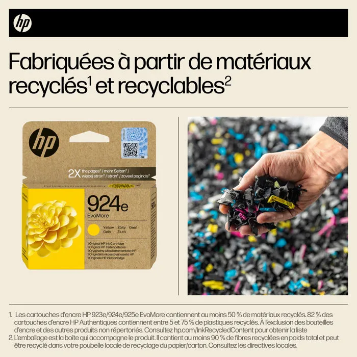 HP 924e Cartouche d'encre jaune EvoMore authentique (4K0U9NE) XL HP 924e Cartouche d'encre jaune EvoMore authentique (4K0U9NE) XL