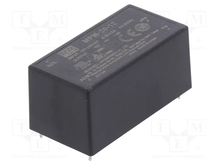 MEAN WELL MPM-20-12 Convertisseur AC/DC 20W 12VDC MEAN WELL MPM-20-12 Convertisseur AC/DC 20W 12VDC