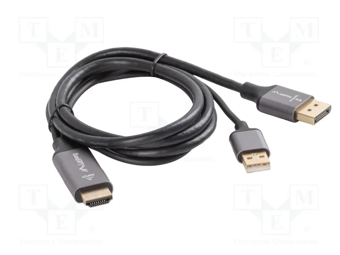 LANBERG Câble DisplayPort vers HDMI avec prise USB A, 1m, noir LANBERG Câble DisplayPort vers HDMI avec prise USB A, 1m, noir