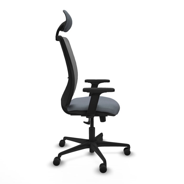 Chaise Zulema Synchro 3 positions tissu Gris Base en nylon noir Accoudoir 2D Appui-tête Roulettes 65mm nylon Chaise Zulema Synchro 3 positions tissu Gris Base en nylon noir Accoudoir 2D Appui-tête Roulettes 65mm nylon
