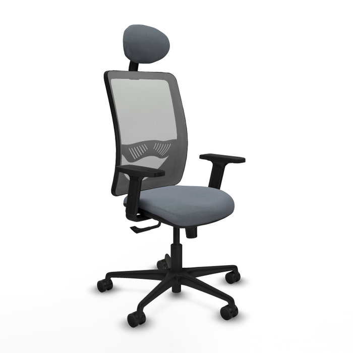 Chaise Zulema Synchro 3 positions tissu Gris Base en nylon noir Accoudoir 2D Appui-tête Roulettes 65mm nylon Chaise Zulema Synchro 3 positions tissu Gris Base en nylon noir Accoudoir 2D Appui-tête Roulettes 65mm nylon