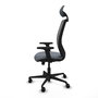 Chaise Zulema Synchro 3 positions tissu Gris Base en nylon noir Accoudoir 2D Appui-tête Roulettes 65mm nylon