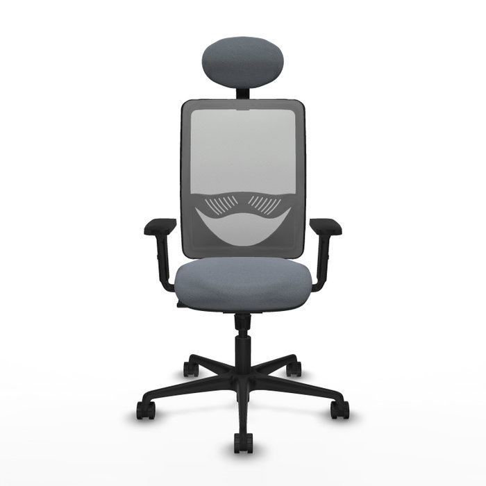 Chaise Zulema Synchro 3 positions tissu Gris Base en nylon noir Accoudoir 2D Appui-tête Roulettes 65mm nylon Chaise Zulema Synchro 3 positions tissu Gris Base en nylon noir Accoudoir 2D Appui-tête Roulettes 65mm nylon