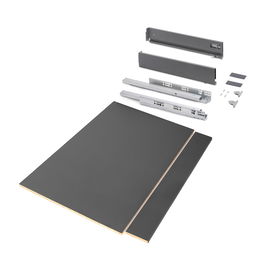 Emuca Kit de tiroirs pour cuisine ou salle de bains Vertex avec réglages 3D, hauteur 93mm, avec panneaux inclus, module 900mm, Gris antracite