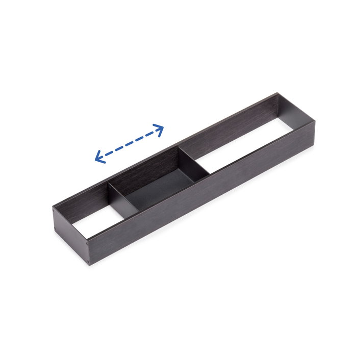 Emuca Orderbox Rangement de tiroirs, 100x470mm, Acier et Bois, Gris antracite