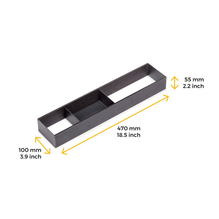 Emuca Orderbox Rangement de tiroirs, 100x470mm, Acier et Bois, Gris antracite