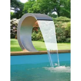 Ubbink Mamba - Cascade en inox 316L résistant au chlore pour piscine avec éclairage LED bleu intégré 20 LEDs - Connexions 38mm