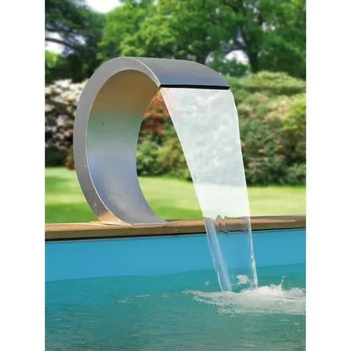 Ubbink Mamba - Cascade en inox 316L résistant au chlore pour piscine avec éclairage LED bleu intégré 20 LEDs - Connexions 38mm Ubbink Mamba - Cascade en inox 316L résistant au chlore pour piscine avec éclairage LED bleu intégré 20 LEDs - Connexions 38mm