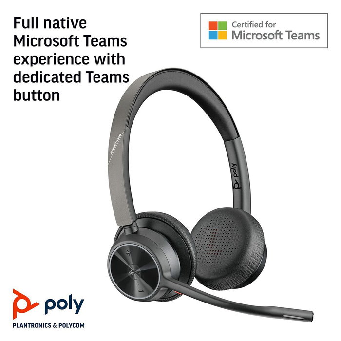 Poly Voyager 4320 MS Micro-casque Microsoft Teams Certifié Noir