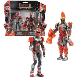 Gormiti Figurine Articulée Scion et Zane Fireon - Pack de 2 Gormiti du Feu 15 cm avec Armure Métallique - À partir de 4 ans