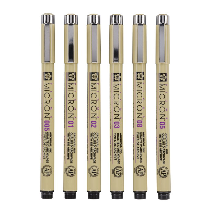 Sakura Pigma Micron 01 coffret de 6 couleurs de base