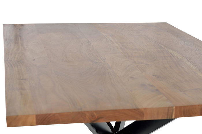 GINER Y COLOMER Table de Salle à Manger en Bois d'Acacia Naturel avec Pieds en Métal Noir - Dimensions 200x100x78 cm, Épaisseur 35 mm